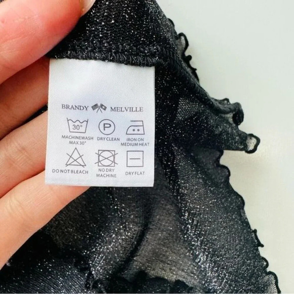 BRANDY MELVILLE Black Porter Sheer Glitter Top‎ - Picture 7 of 10